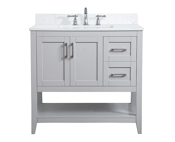 Elegant 36 In. Single Bathroom Vanity in Grey with Backsplash VF16036GR-BS