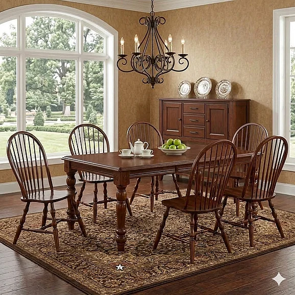 Sunset Trading Andrews 7pc 56-72" Rectangular Dining Room Set in Chestnut Brown