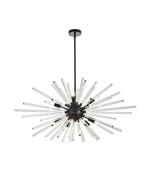 Elegant Sienna 42 In. Crystal Rod Pendant in Black 2502D42BK