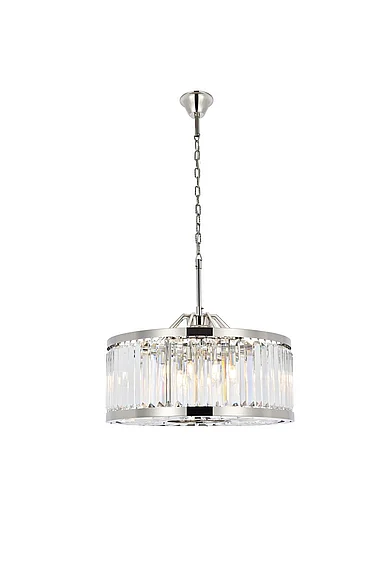Elegant Chelsea 8 Light Polished Nickel Chandelier Clear Royal Cut Crystal 1233D28PN/RC