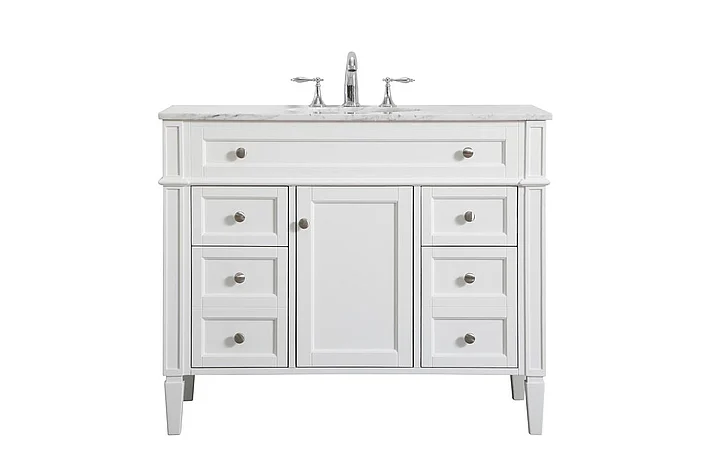 Elegant 42 In. Single Bathroom Vanity in White VF12542WH