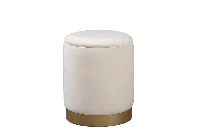 Elegant Ozman Round 14 In. Ottoman in Beige OT1015BGE