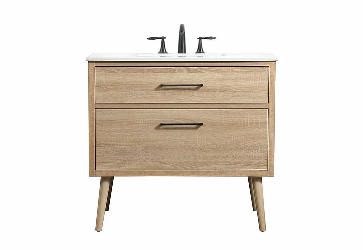 Elegant 36 In. Single Bathroom Vanity in Mango Wood VF41036MW