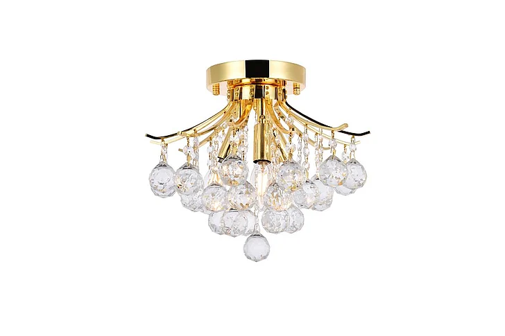 Elegant Toureg 3 Light Gold Flush Mount Clear Royal Cut Crystal V8000F12G/RC