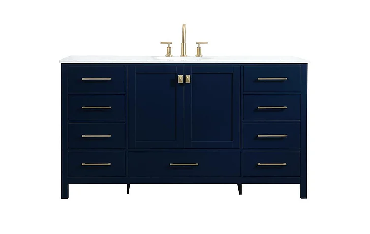 Elegant 60 In. Single Bathroom Vanity in Blue VF18860BL