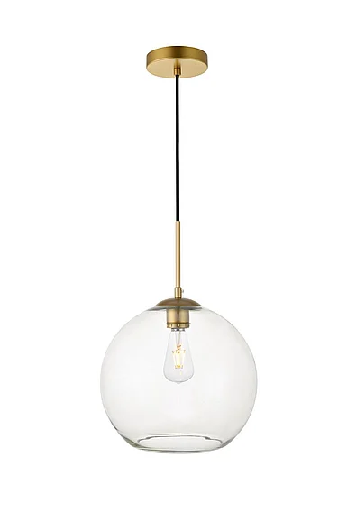 Elegant Baxter 1 Light Brass Pendant with Clear Glass LD2224BR