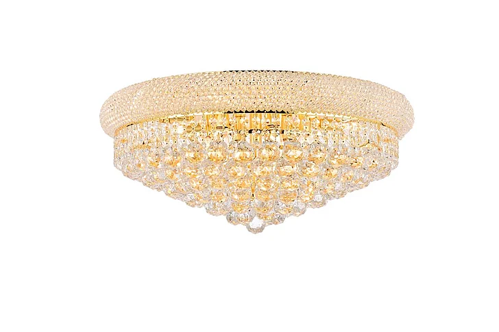 Elegant Primo 12 Light Gold Flush Mount Clear Royal Cut Crystal V1800F24G/RC