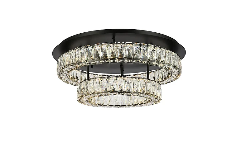 Elegant Monroe 26 In. Led Double Flush Mount in Black 3503F26L2BK