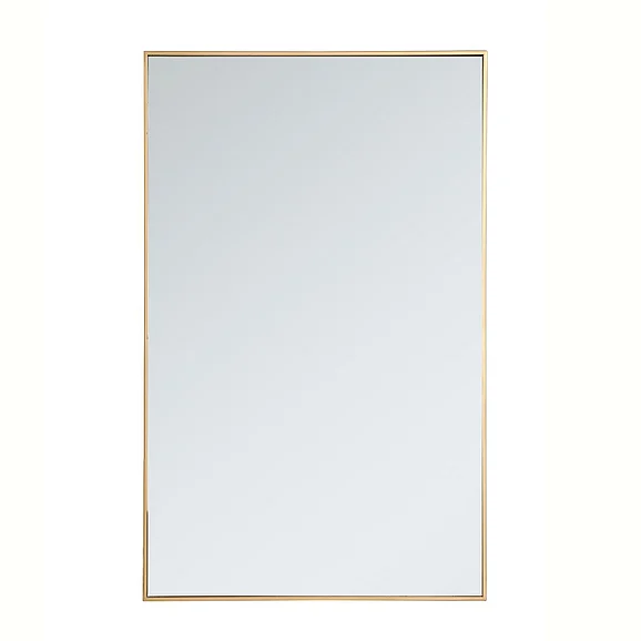 Elegant Metal Frame Rectangle Mirror 30 In. in Brass MR43048BR