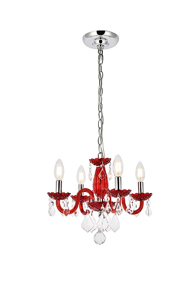 Elegant Rococo 4 Light Red Pendant Bordeaux (Red) Royal Cut Crystal V7804D15RD/RC CLOSEOUT