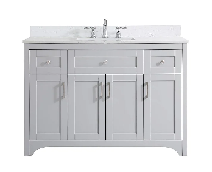 Elegant 48 In. Single Bathroom Vanity in Grey with Backsplash VF17048GR-BS
