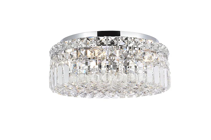 Elegant Maxime 4 Light Chrome Flush Mount Clear Royal Cut Crystal V2030F14C/RC