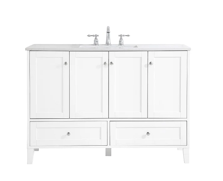 Elegant 48 In. Single Bathroom Vanity in White VF18048WH