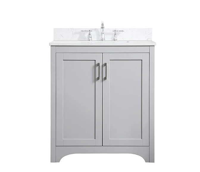 Elegant 30 In. Single Bathroom Vanity in Grey with Backsplash VF17030GR-BS