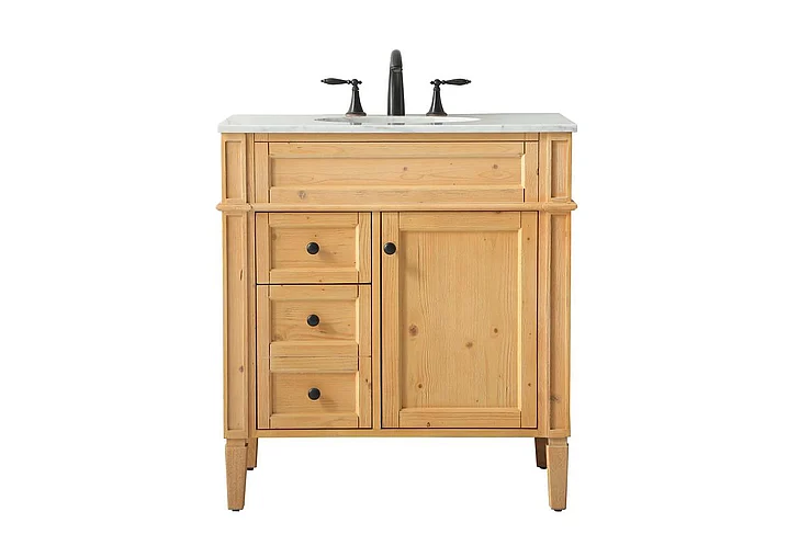 Elegant 32 In. Single Bathroom Vanity in Natural Wood VF12532NW