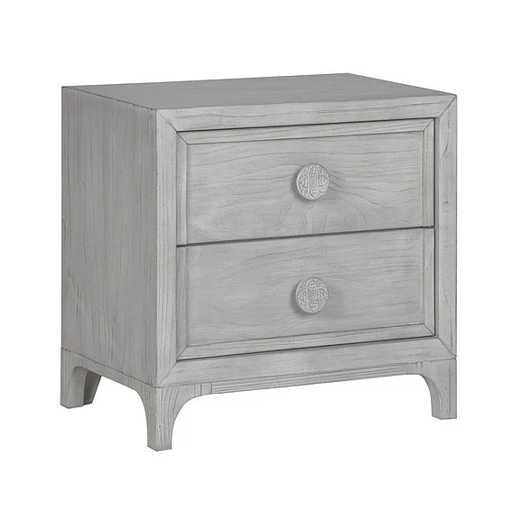 Modus Furniture Boho Chic Nightstand in Washed White 1JQ981