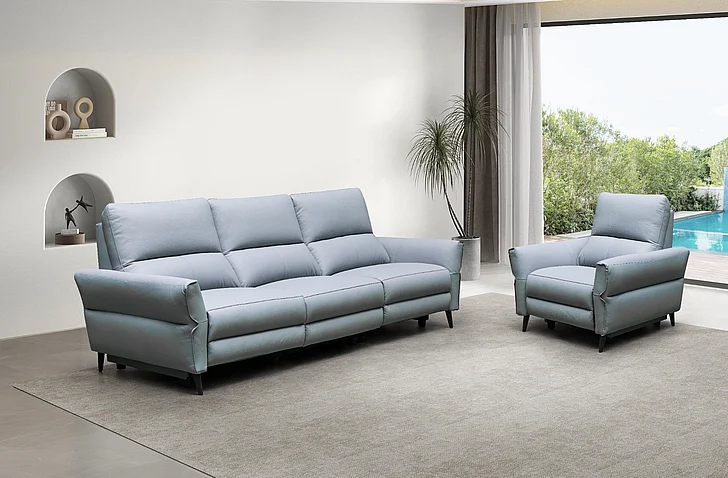 Klaussner Skyline Armonia 2pc Leather Living Room Set in Blue