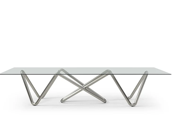 Whiteline Modern Living Anaconda Dining Table in Glass DT2035-NKL
