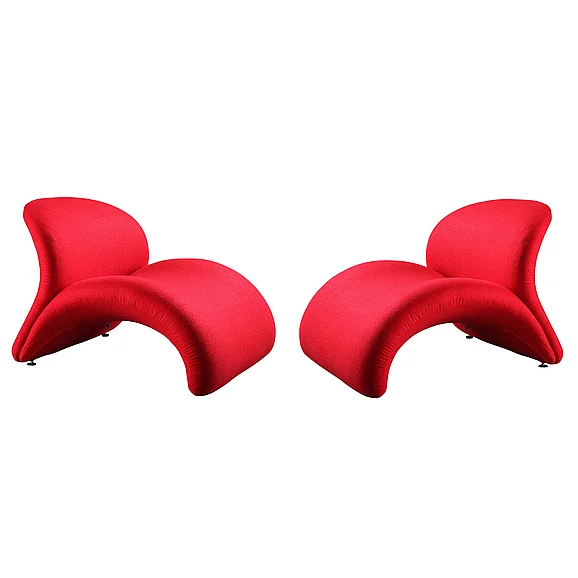 Manhattan Comfort Rosebud Red Wool Blend Accent Chair (Set of 2) 2-AC013-RD