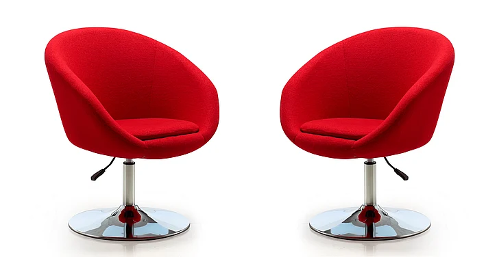 Manhattan Comfort Hopper Red and Polished Chrome Wool Blend Adjustable Height Chair (Set of 2) 2-AC036-RD