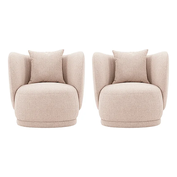 Manhattan Comfort Contemporary Siri Linen Weave Accent Chair with Pillows in Wheat - Set of 2 2-AC057-WT