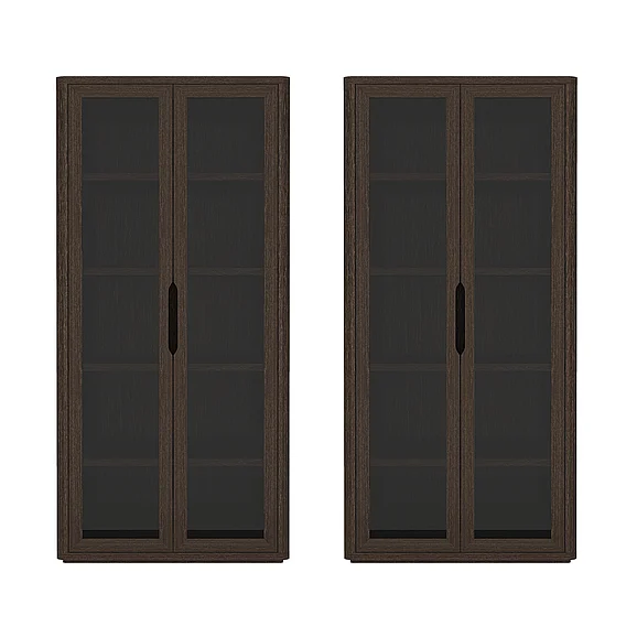 Manhattan Comfort Rivington 38" Bookcase Cabinet in Walnut - Set of 2 2-BC005-BR