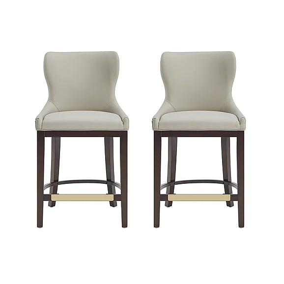 Manhattan Comfort Blair Stone Leatherette Counter Stool with Beech Wood Legs - Set of 2 2-CS020-ST