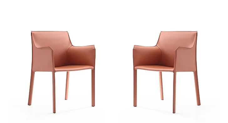 Manhattan Comfort Paris Clay Saddle Leather Armchair (Set of 2) 2-DC034-CL