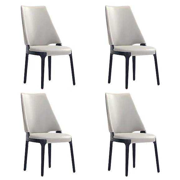 Manhattan Comfort Kara Wood Upholstered Dining Chair in Light Gray - Set of 4 2-DC057-LG