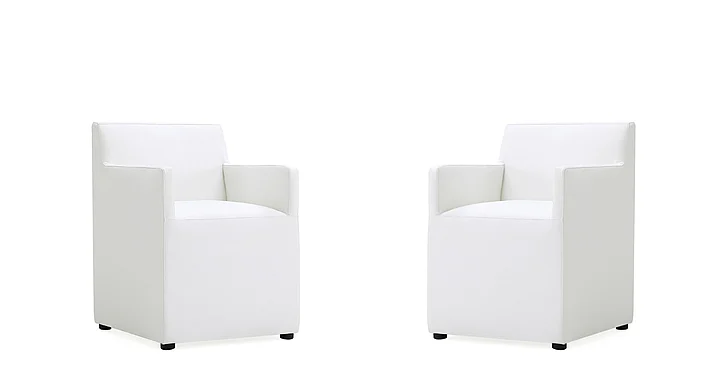 Manhattan Comfort Anna Modern Square Faux Leather Dining Armchair in Cream (Set of 2) 2-DC058AR-CR