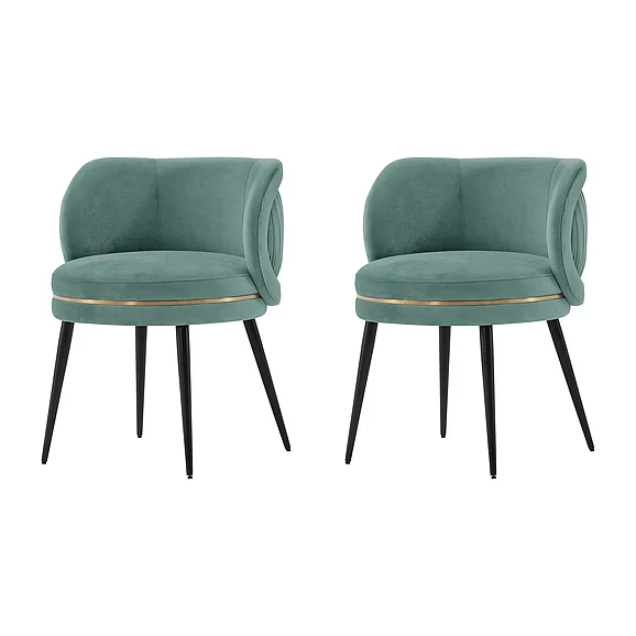 Manhattan Comfort Modern Kaya Pleated Velvet Dining Chair in Mint Green - Set of 2 2-DC080-MG
