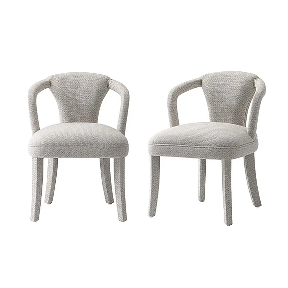 Manhattan Comfort Modern Palmer Tweed Dining Armchair in Silver Lining - Set of 2 2-DC088AR-SL