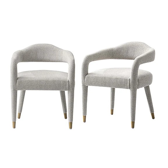 Manhattan Comfort Modern Aspen Tweed Dining Armchair in Silver Lining - Set of 2 2-DC093AR-SL