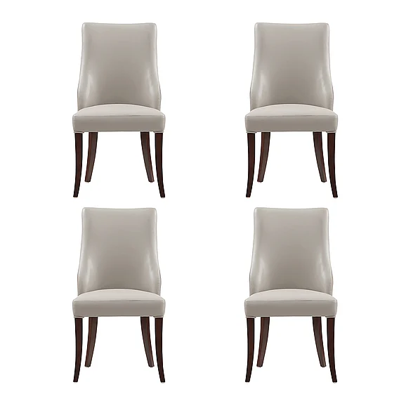 Manhattan Comfort Connie Vegan Leather and Velvet Wood Dining Chair in Light Gray - Set of 4 2-DC095-LG