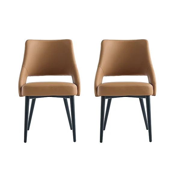 Manhattan Comfort Tremont Saddle Leatherette Dining Chair with Metal Legs - Set of 2 2-DC104-SD