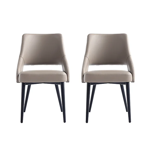 Manhattan Comfort Tremont Taupe Leatherette Dining Chair with Metal Legs - Set of 2 2-DC104-TP