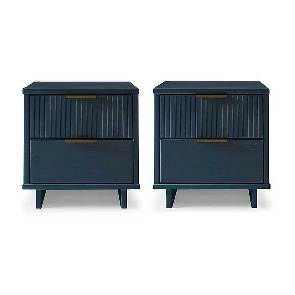 Manhattan Comfort Granville 18" Nightstand in Midnight Blue (2-Drawer) - Set of 2 2-NS-5014