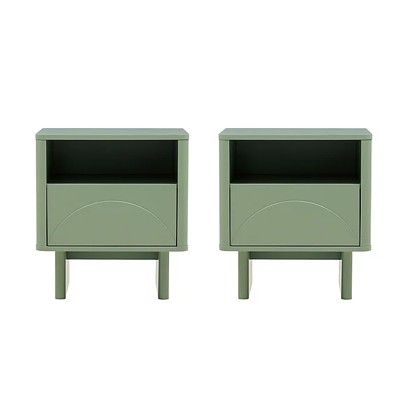 Manhattan Comfort Ella 20" Nightstand in Sage Green (1-Drawer) - Set of 2 2-NS005-GR
