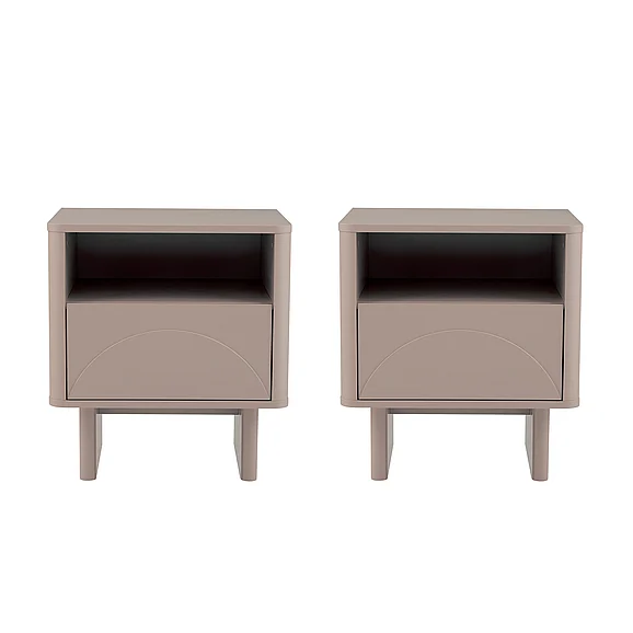 Manhattan Comfort Ella 20" Nightstand in Mocha (1-Drawer) - Set of 2 2-NS005-MO