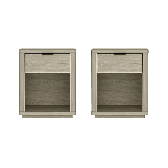 Manhattan Comfort Evelyn 20" Nightstand in Natural (1-Drawer) - Set of 2 2-NS011-NA