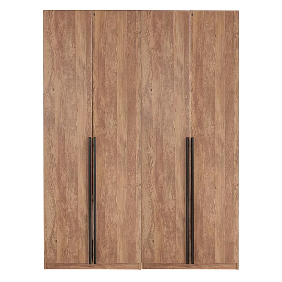 Manhattan Comfort Lee Modern Freestanding 2-Piece Module Wardrobe Closet with 1 Hanging Rod, 2 Drawers, 3 Shoe Compartments, and 5 Shelves in Golden Brown 2-WC0013-GB