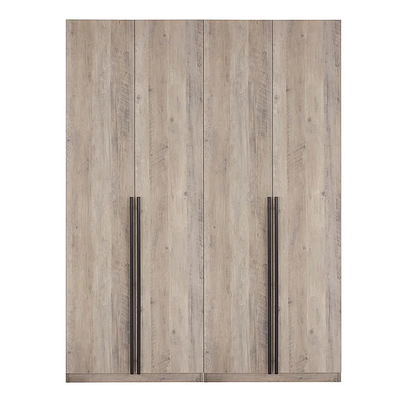 Manhattan Comfort Lee Modern Freestanding 2-Piece Module Wardrobe Closet with 2 Hanging Rods, 2 Drawers, 3 Shoe Compartments, and 2 Shelves in Rustic Grey 2-WC0023-GY