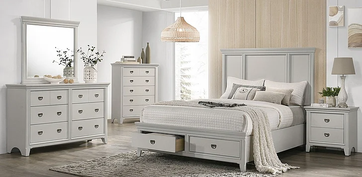 Emma Mason Signature Lux Verge 4pc Storage Bedroom Set in Grey
