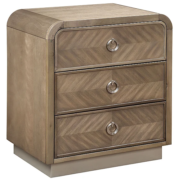 Oasis Home Cascade 3 Drawer Nightstand in Pixie Dust Sepia 2000-01
