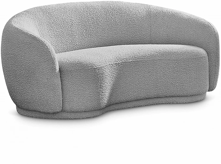 Meridian Hyde Boucle Fabric Loveseat in Grey Boucle Fabric 693Grey-L