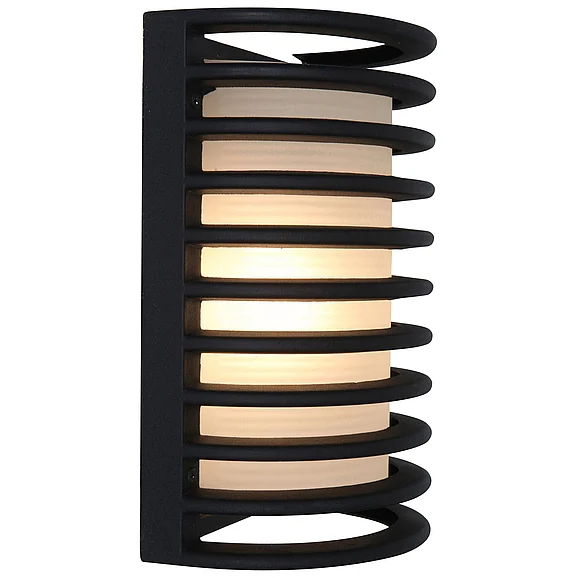 Access Lighting Bermuda 1 Light Outdoor Wall Mount in Black/Ribbed Frosted 20010MG-BL/RFR