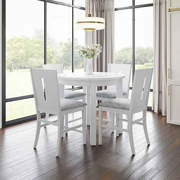 Jofran Urban Icon 6pc Round Counter Table Set in White