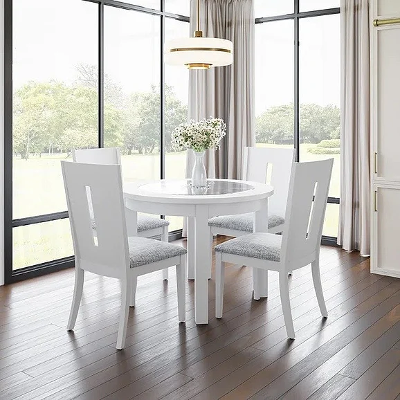 Jofran Urban Icon 6pc Round Dining Table Set in White