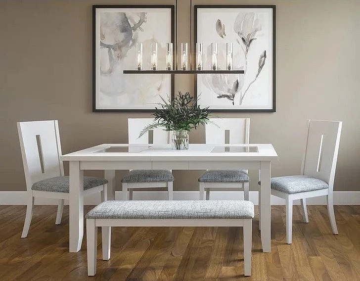 Jofran Urban Icon 7pc Extension Dining Table Set in White
