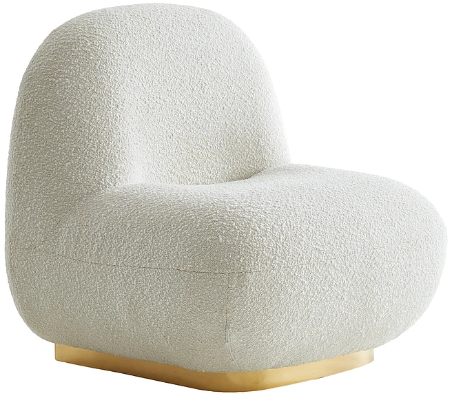Meridian Liam Boucle Fabric Accent Chair in Cream Boucle Fabric 531Cream